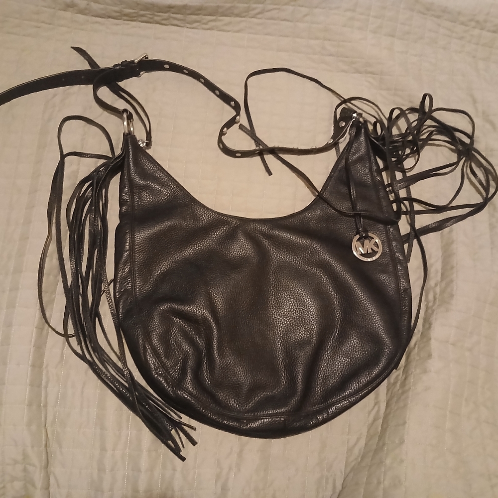 Michael Kors Leather Hobo Bag With Fringe